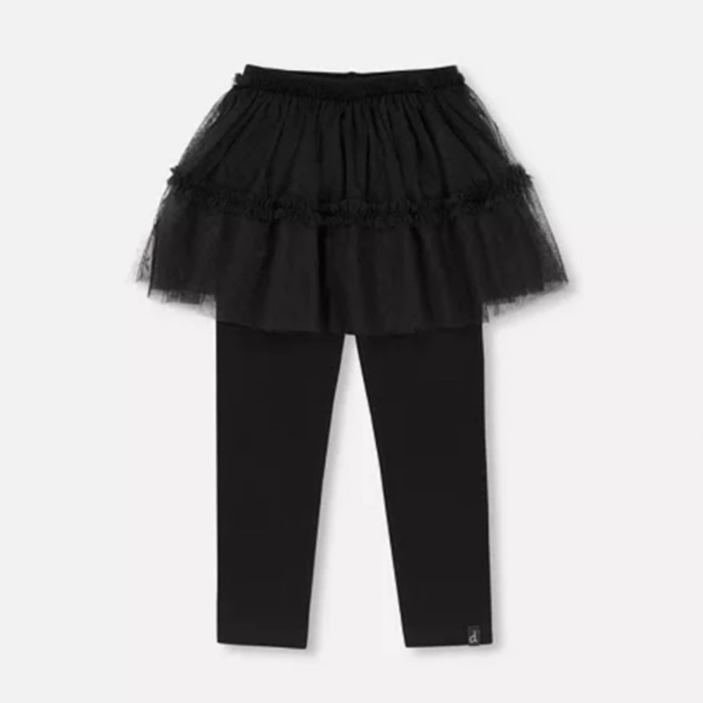 DEUX PAR DEUX GIRLS SOFT-LEGGINGS WITH TULLE SKIRT